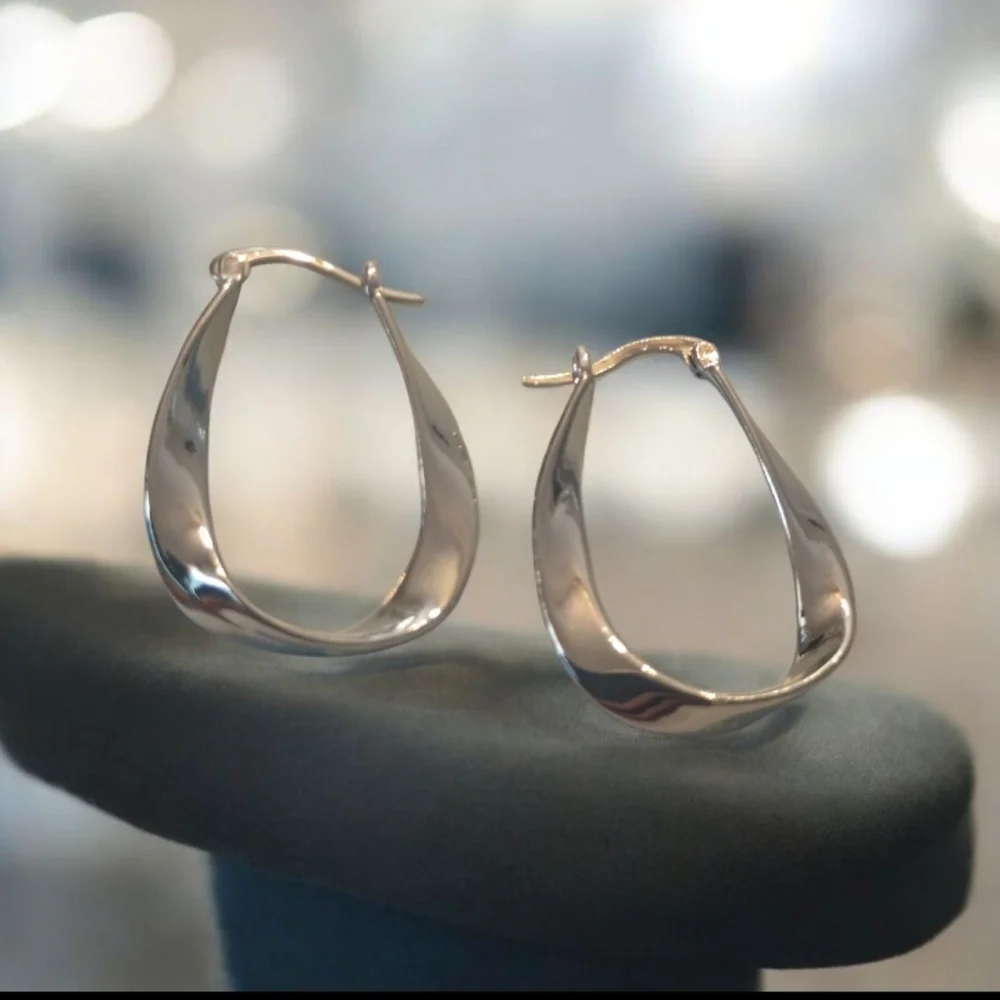 Silver Hoop Earrings - Picture 5 of 8